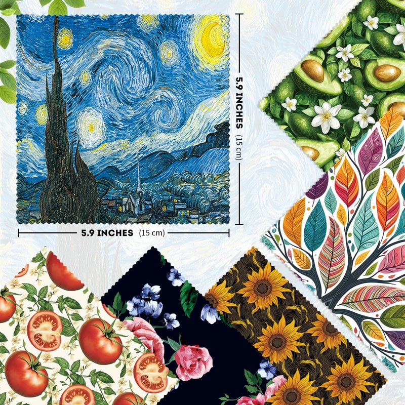 PG6 Pattern Printed Soft Microfiber Cleaning Cloths 16 Pieces for Eyeglasses (Patterns Randomly Sent), Camera Kens, Cell Phones, CD, DVD, Computers, Tablets, Laptops, Telescope, LCD Screens - Image 2